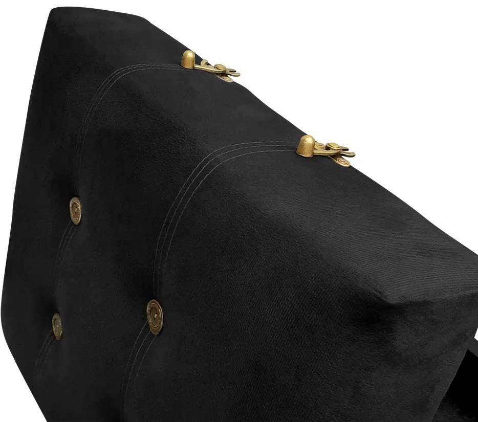 Puff Baú Decorativo Caribe 50x40cm Suede Preto - Sheep Estofados - Preto