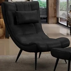 Poltrona Decorativa Para Sala de Estar com Almofada e Pés Palito Lord
