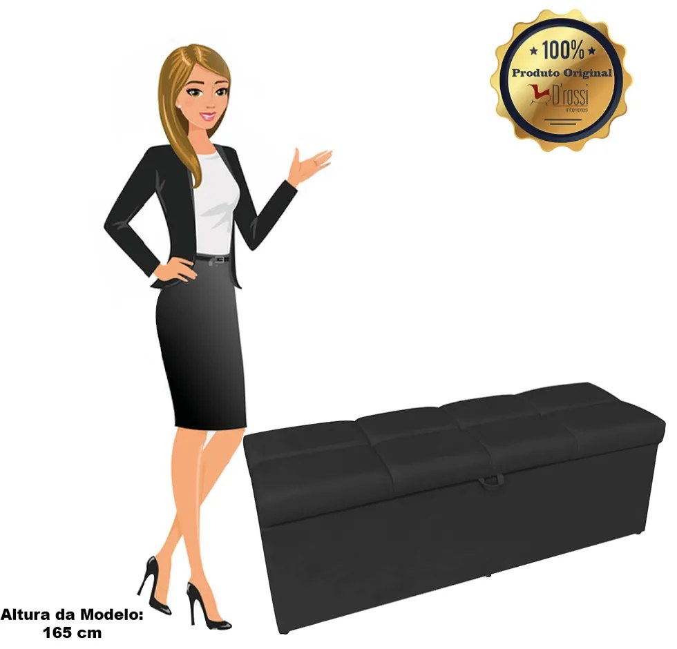 Calçadeira Nina 90 cm Suede D'Rossi - Preto