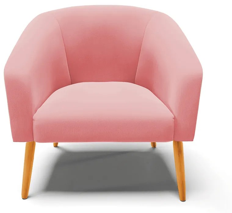 Poltrona Stella Suede Rosê Pés Palito Castanho - D'Rossi