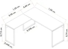 Mesa de Escritório em L 150x150 Studio Industrial Z28 Branco - Mpozena