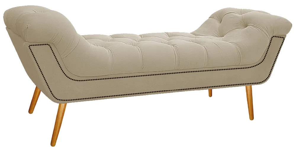 Calçadeira Estofada Veneza 195 cm King Size Corano Bege - ADJ Decor