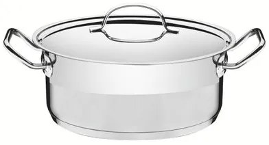 Caçarola Rasa Tramontina Professional Aço Inox 7,1L com Tampa Plana e Fundo Triplo 28cm