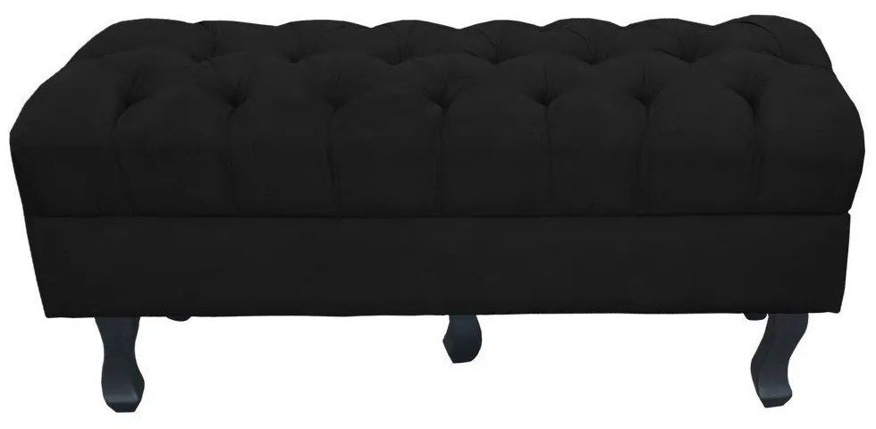 Puff Retro Luis Xv com Baú Capitonê 1 Metro Suede Preto  - D'Rossi