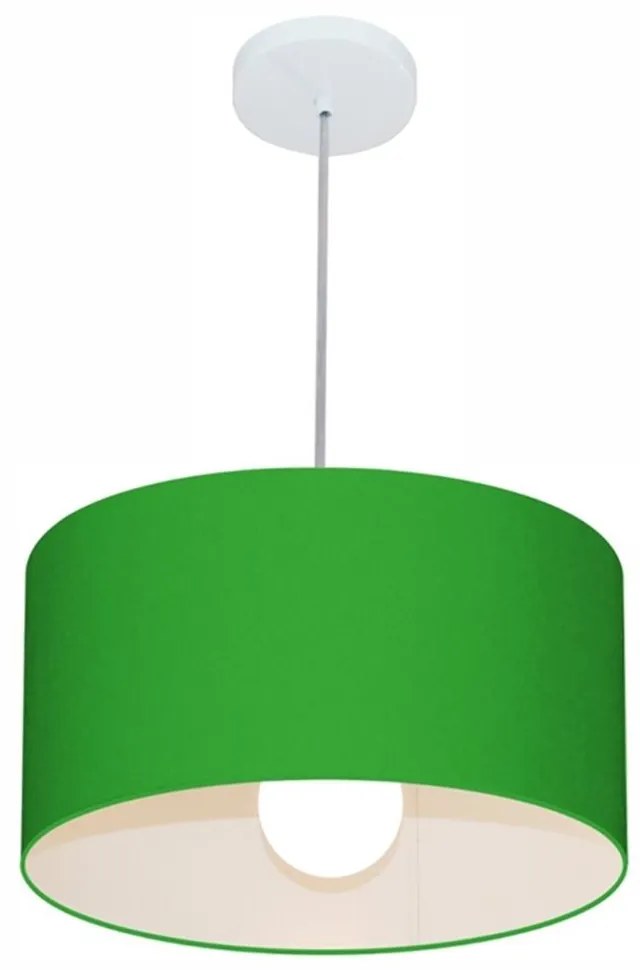 Lustre Pendente Cilíndrico Md-4031 Cúpula em Tecido 40x21cm Verde Folha - Bivolt