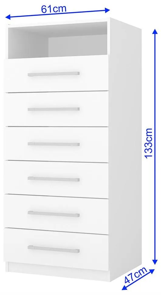 Cômoda Madri Multiuso Organização 6 Gavetas Premium Branco