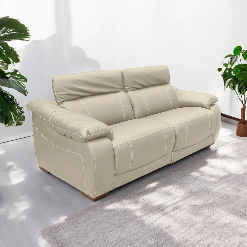 Sofá Elétrico Reclinável Sala de Estar Concepción U076 224cm Modulado Botão Touch Couro Bege Claro G49 - Idea Relax By Natuzzi Group