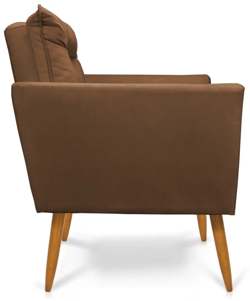 Kit 2 Poltronas Tais Suede Marrom Pés Palito Castanho - D'Rossi