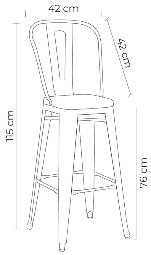 Banqueta Alta com Encosto Iron Branco Base Metálica - D'Rossi
