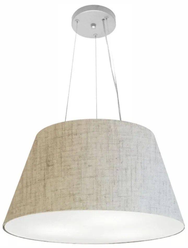 Lustre Pendente Cone Md-4141 Cúpula em Tecido 30/50x35cm Rustico Bege - Bivolt