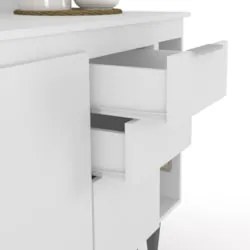 Armário de Cozinha Com Tampo CP08 140cm Pérola Branco Z34     - Mpozen