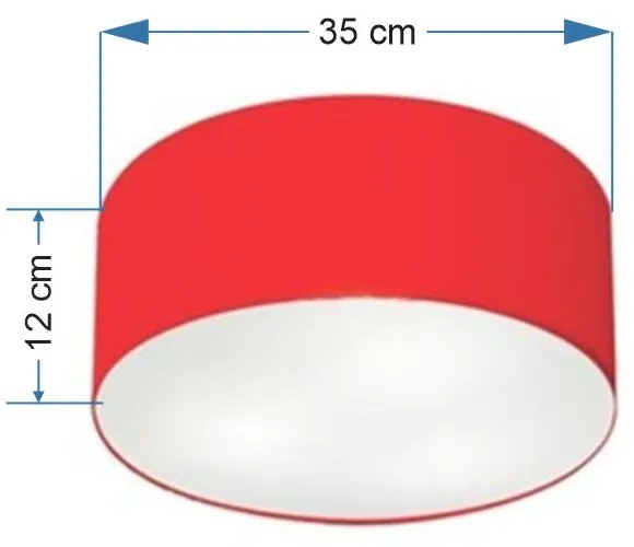 Plafon Cilíndrico Md-3046 Cúpula em Tecido 35x12cm Vermelho - Bivolt