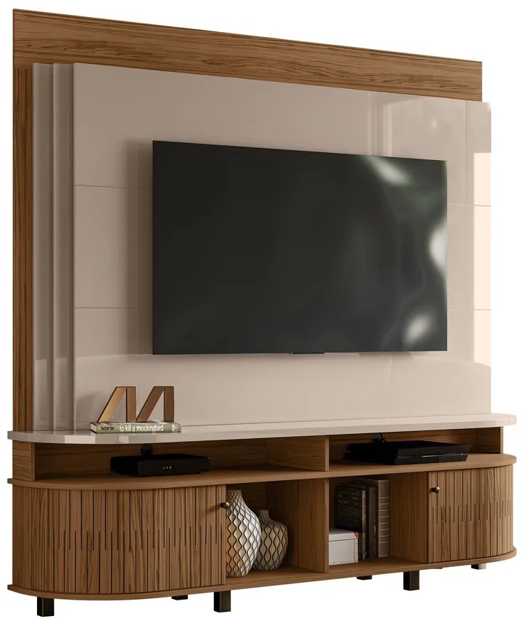 Estante de TV 65 Pol 183cm Sala de Estar Fayron M20 - D'Rossi - Fendi e Naturale