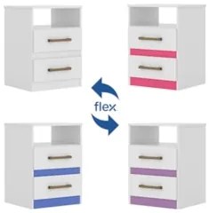 Mesa de Cabeceira Ares Flex Z17 Branco/Rosa/Azul/Lilás - Mpozenato