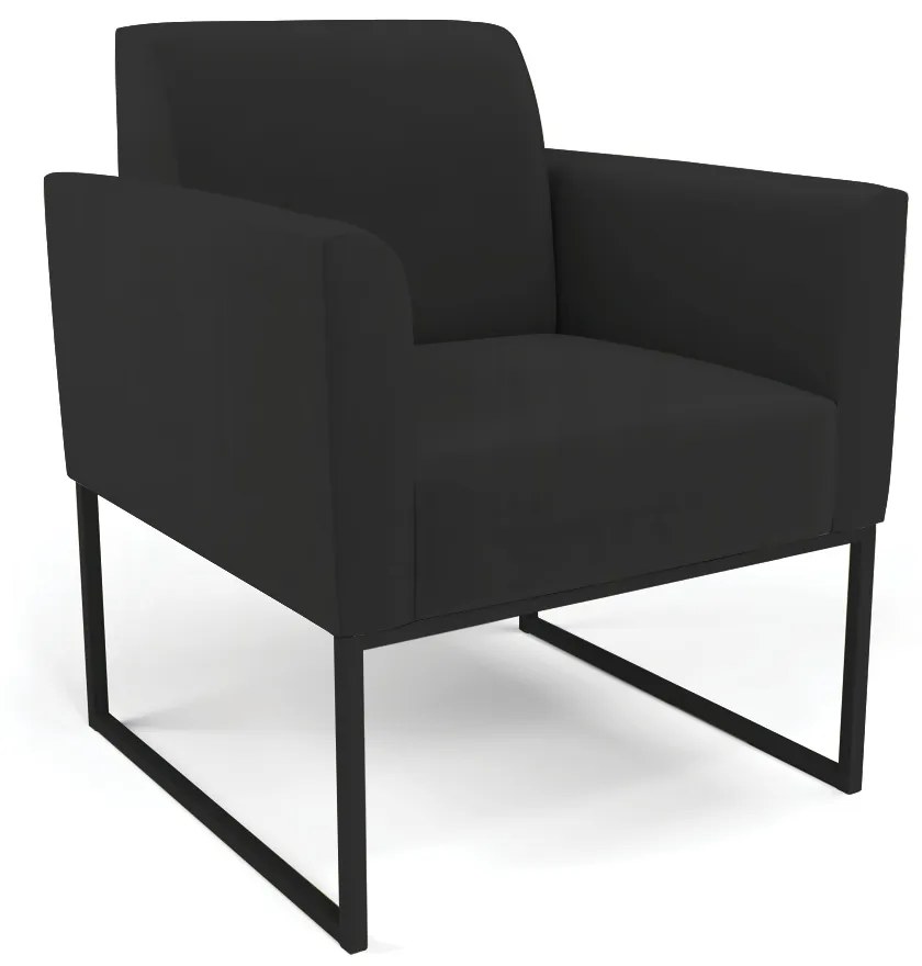 Sofá Namoradeira com 2 Poltronas Base Industrial Preto Marisa Veludo D03 - D'Rossi - Preto
