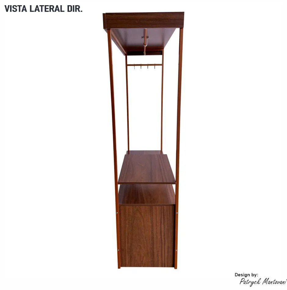 Closet Guarda Roupa Iron 1 Gaveta Imbuia/Bege/Cobre - Vizzato - Marrom