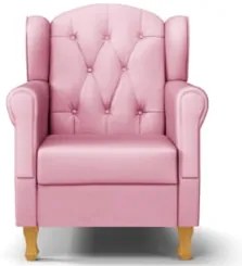 Kit 02 Poltronas de Amamentação Pés Madeira Lucy Z39 Sintético Rosa -