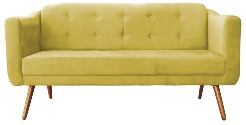 Namoradeira Bruna 1,60 m 3 Lugares Pés Palito Suede Amarelo