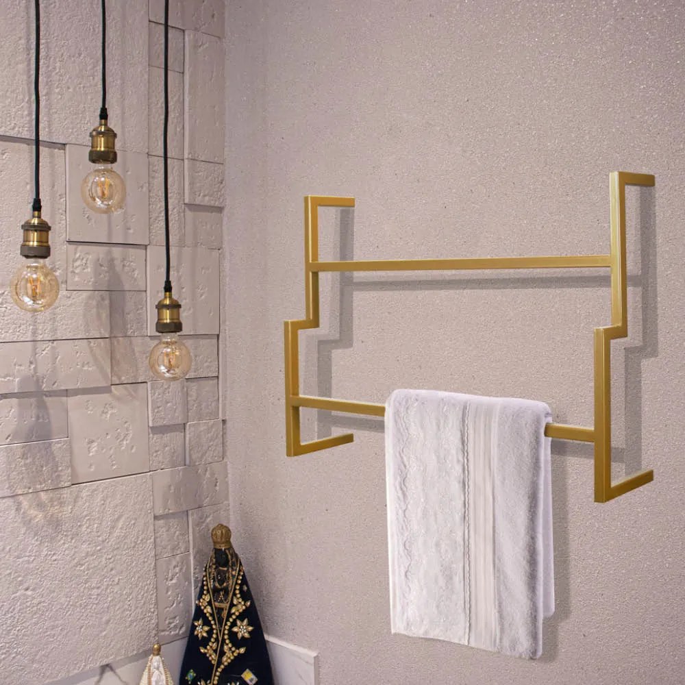 Kit Porta Toalha Industrial Metálico - D'Rossi - Dourado