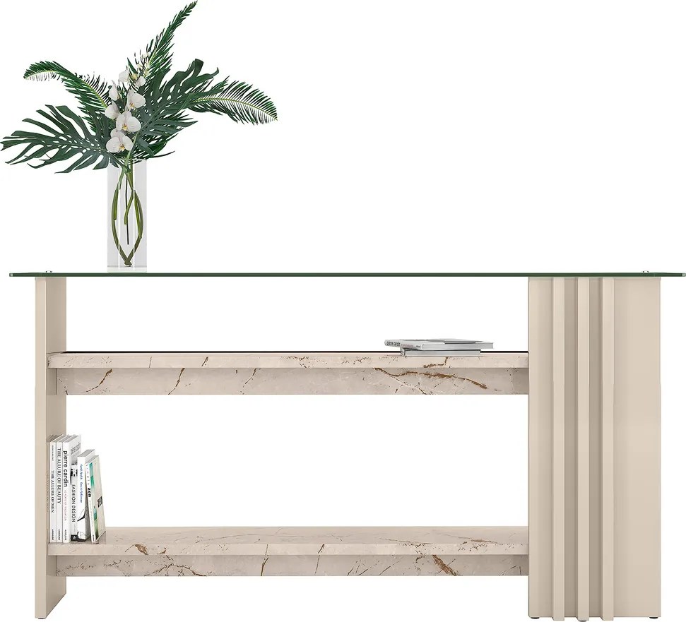 Aparador de Sala com Prateleiras 150cm Mirezi M20 - D'Rossi - Calacata e Off White