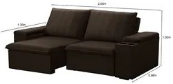 Sofá Retrátil Reclinável 3 Lugares 205cm Baluart F05 Veludo Marrom - M