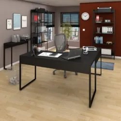 Conjunto Escritório Mesa em L Aparador e 2 Estantes Studio Industrial