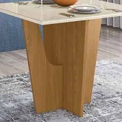 Mesa de Jantar Quadrada 90cm 4 Lugares Vértice Nature/Off White - Henn