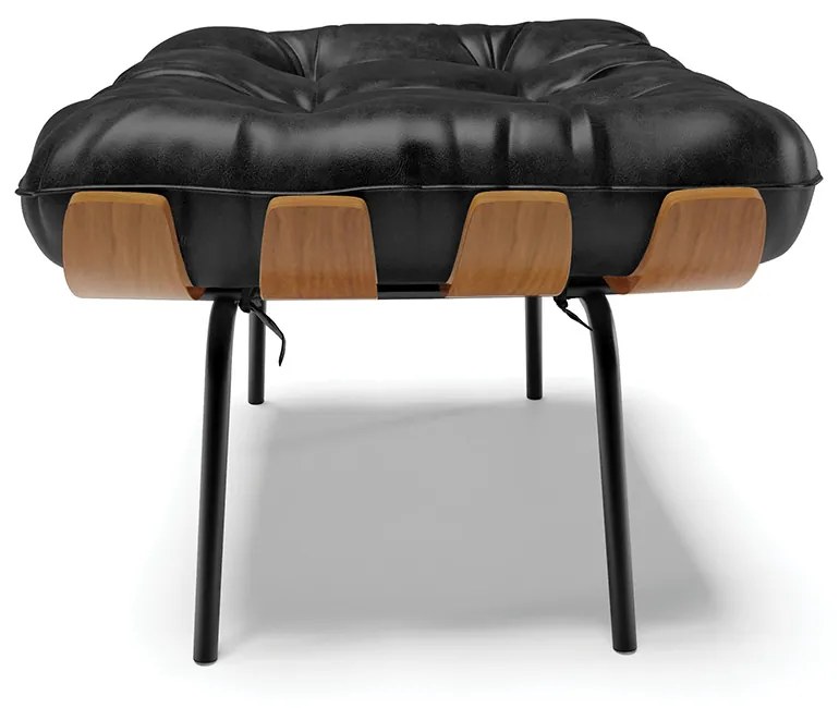 Puff Costela Corano Base Metálica Preto M11 - D'Rossi - Preto