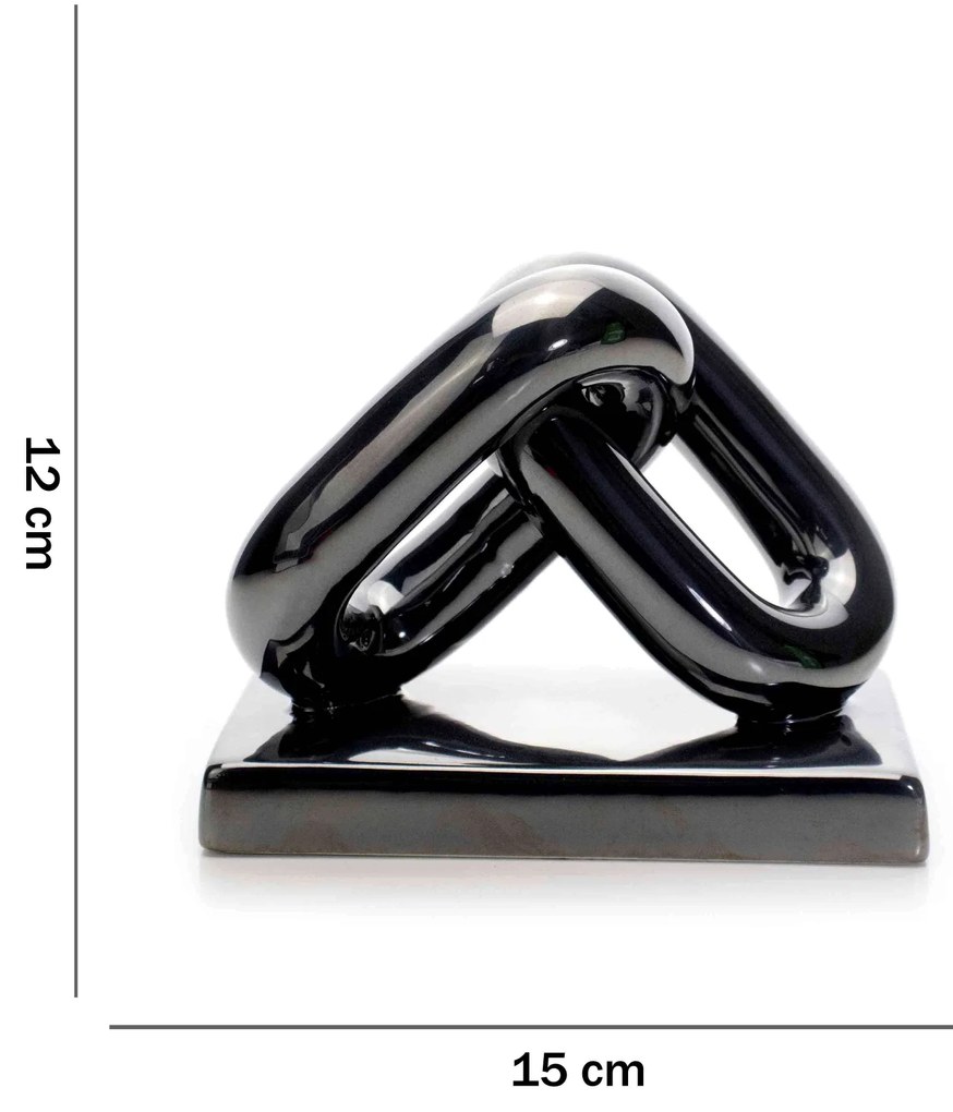 Escultura Decorativa Elos Em Cerâmica Chumbo 12x15x8,5 - D'Rossi
