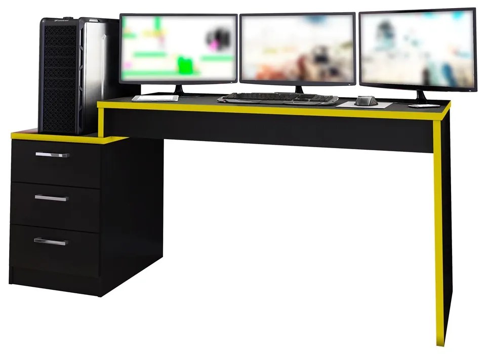 Mesa Gamer PlayerXtreme PRO Preto Texturizado/Amarelo G47 - Gran Belo