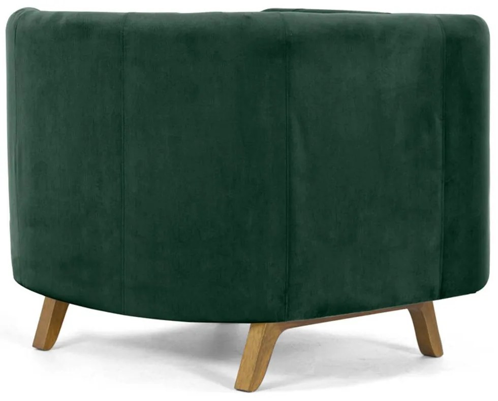 Kit 02 Poltronas Decorativas Para Sala de Estar Base de Madeira Ferrara Veludo Verde G15 - Gran Belo