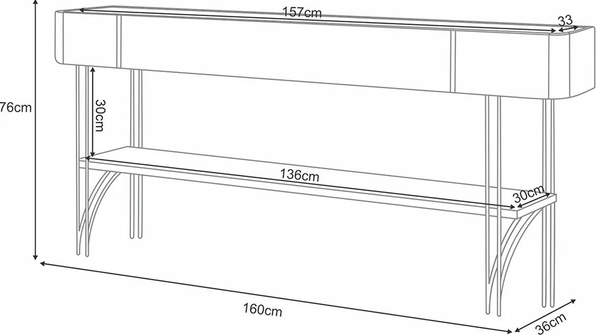Aparador Decorativo Rennes Pés de Aço MDP/MDF Off White/Castanho G26 - Gran Belo