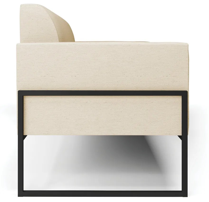 Sofá Namoradeira Base Industrial Alta Preto Marisa Linho Bege A19