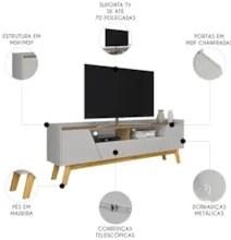 Rack Bancada Para TV 70 Pol 180cm Flora Off/Cinamomo B02 - Mpozenat