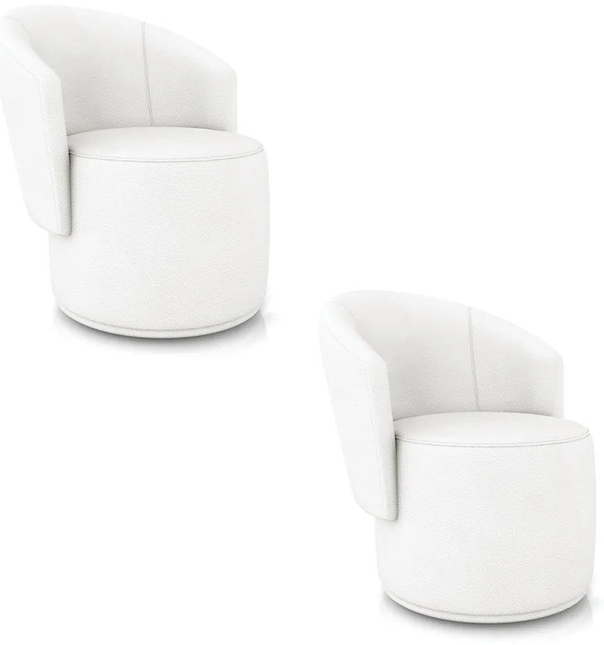 Poltrona Decorativa Orgânica Fixa para Sala Kit 2 Malu Sintético M11 - D'Rossi - Branco