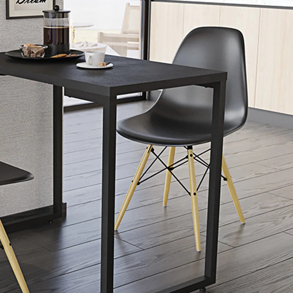 Mesa Multiuso Porto Preto 120cm com 02 Cadeira Eiffel Preto - D'Rossi