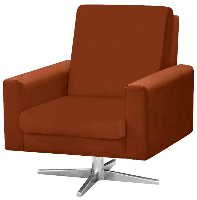 Poltrona Giratória Beatriz Suede Terra Base Estrela Cromado D'Rossi