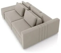 Sofá Ilha e Puff Sala Living 245cm Siesta Z32 Veludo Bege    - Mpozena
