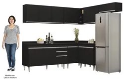 Armário de Cozinha Modulado de Canto 7 Peças CP23 Balcão com Tampo Pre