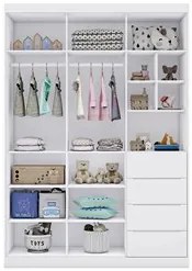 Jogo de Quarto Infantil Guarda Roupa e Cômoda Eloá Branco - Phoenix