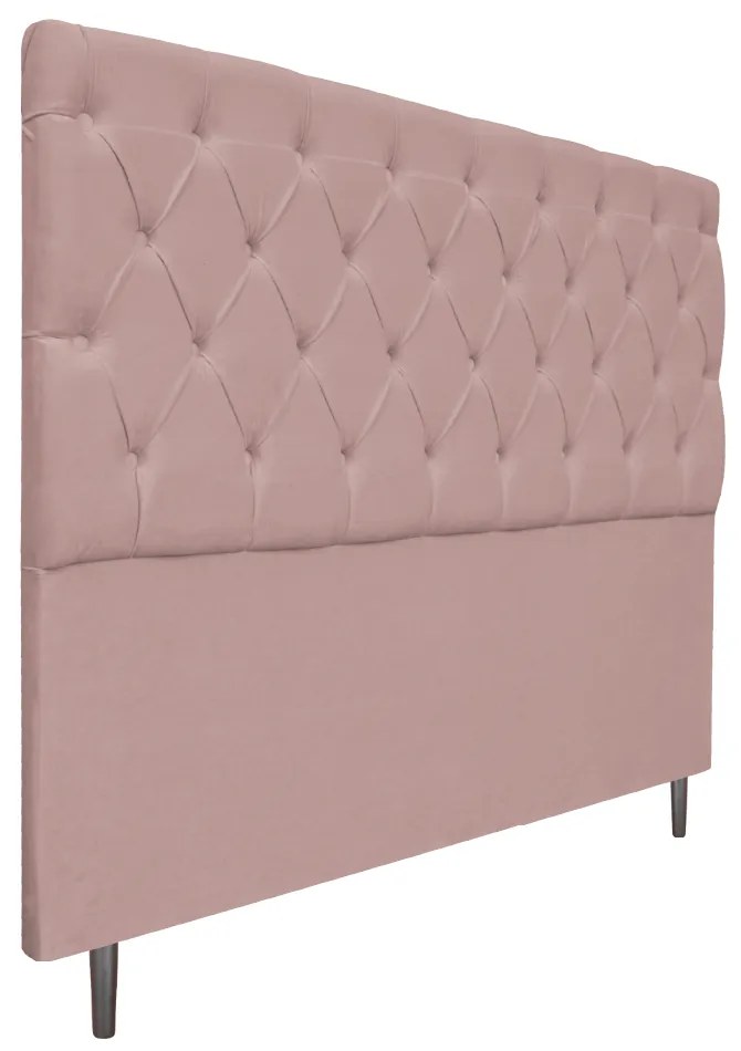 Cabeceira Estofada Liverpool 140 cm Casal Suede Rosê - ADJ Decor