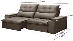 Sofá Retrátil Reclinável 3 Lugares 230cm Moritz F05 Veludo Castor - Mp