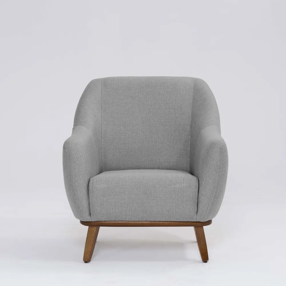 Poltrona Decorativa Pauline D07 Base Madeira Linho Mescla Elefante - D'Rossi