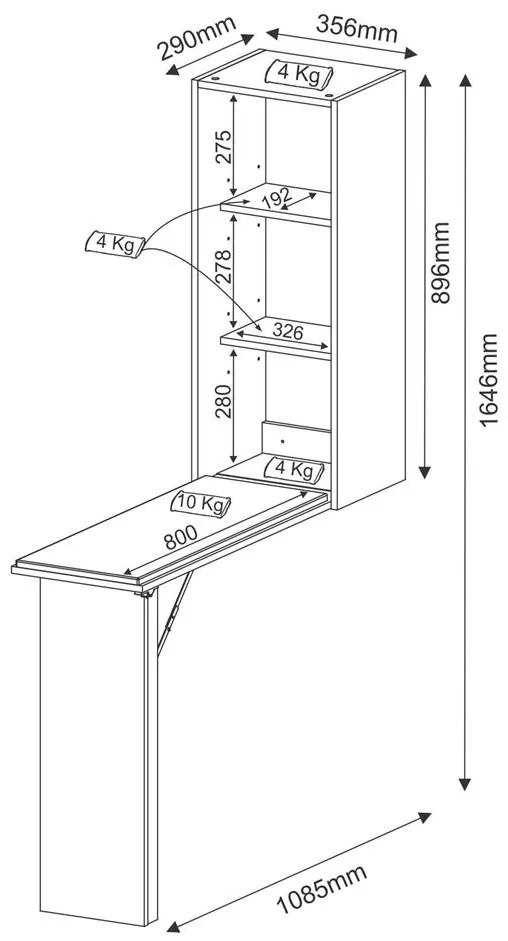 Tábua de Passar Roupa Retrátil Porta Basculante Nicho Branco
