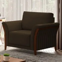 Kit Sofá Living 3 Lugares e Poltrona 102cm Pés Madeira Roya Z32 Veludo
