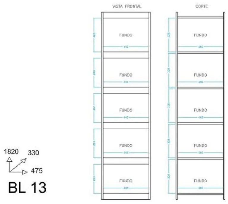 Armário Livreiro Com 4 Prateleiras Bl 13 - Branco