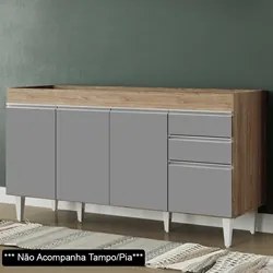 Balcão Gabinete para pia sem Tampo 150cm Marrocos Castanho/Cinza - Lum