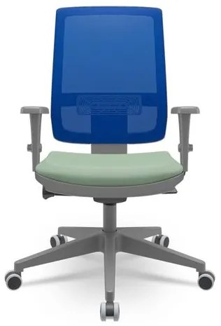 Cadeira Brizza Diretor Grafite Tela Azul Assento Vinil Verde Autocompensador Piramidal - 66161 Sun House