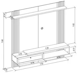 Painel Suspenso para TV até 60 Pol. 1 Porta Pitaya L06 Freijó/Off Whit