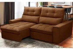 Sofá Retrátil Reclinável 3 Lugares 210cm Damy F05 Veludo Terracota - M